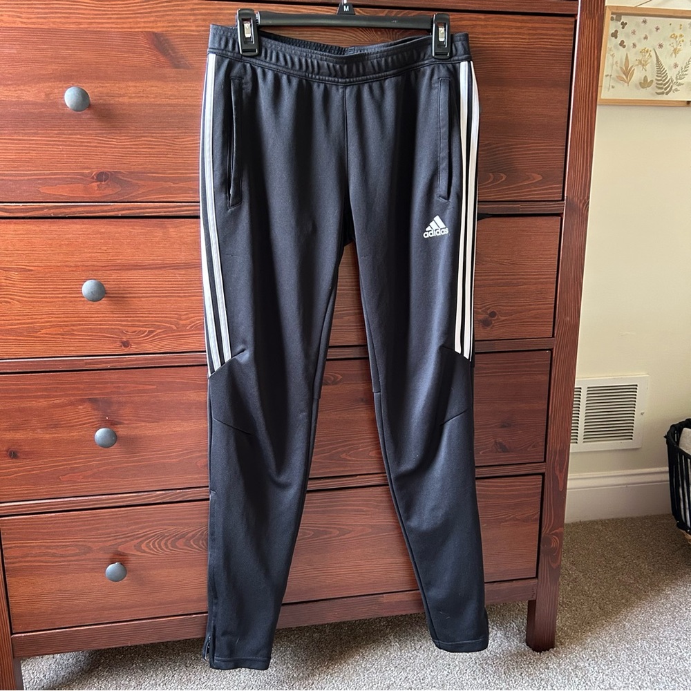 Adidas Black Joggers with White Stripes